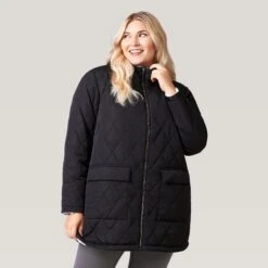 Women's Plus Size Stratus Lite Reversible Long Jacket -Free Country Shop 462 LOF12302X Black 2208 FW 011