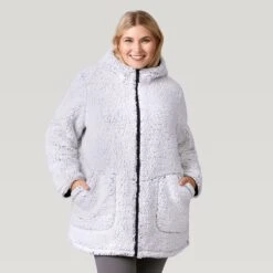 Women's Plus Size Stratus Lite Reversible Long Jacket -Free Country Shop 462 LOF12302X Black 2208 FW 065