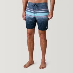 Men's Diamond Plate Stripe Surf Swim Short -Free Country Shop 488MSS35041619CORALSAND 2302 SS23 012