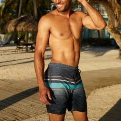 Men's Diamond Plate Stripe Surf Swim Short -Free Country Shop 488MSS3504 A071 015