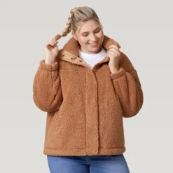 Women's Plus Size FreeCycle® Dimi Sierra Butter Pile® Jacket -Free Country Shop 519 LOF2830X Camel 2208 FW 012