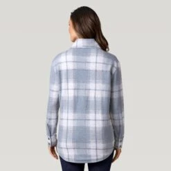 Women's Luxe+ Sherpa Lined Shirt Jacket 12 Women's Luxe+ Sherpa Lined Shirt Jacket -Free Country Shop J53 LAF2449 Heather Grey Plaid 2208 FW 024