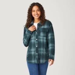 Women's Luxe+ Sherpa Lined Shirt Jacket 14 Women's Luxe+ Sherpa Lined Shirt Jacket -Free Country Shop J53LAF2449 PINE FA73 0227