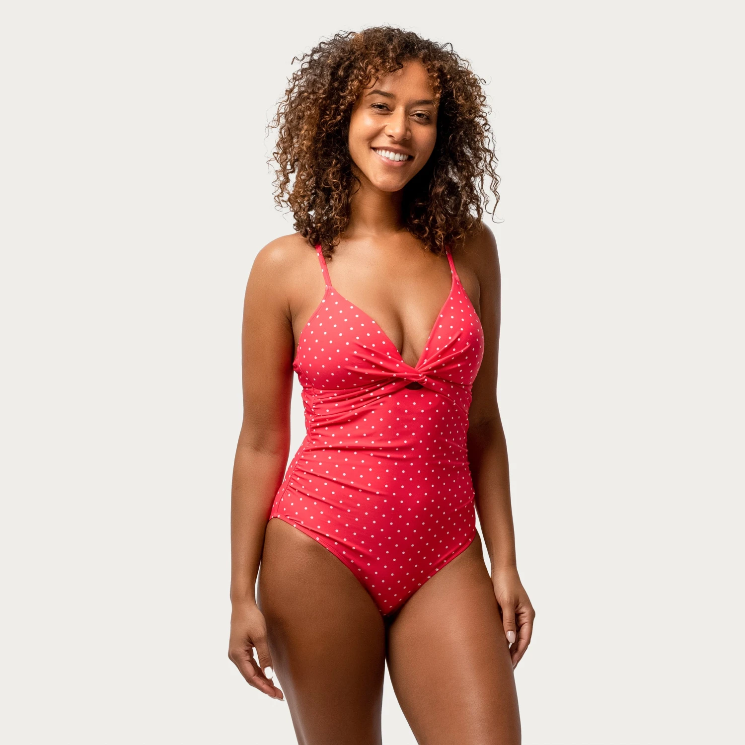 Women's Polka Dot Twist Front One-Piece Swimsuit 3 Women's Polka Dot Twist Front One-Piece Swimsuit