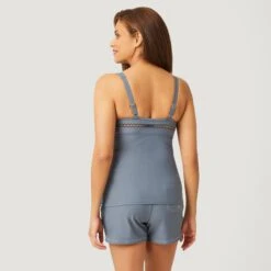 Women's Summer Bouquet Highneck Tankini Top -Free Country Shop SA2106149 CARR BLUE CLOUD GREY 094