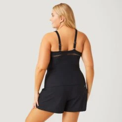 Women's Plus Size Summer Bouquet Highneck Tankini Top -Free Country Shop SA2106149X PALE ARUBA BLACK 066