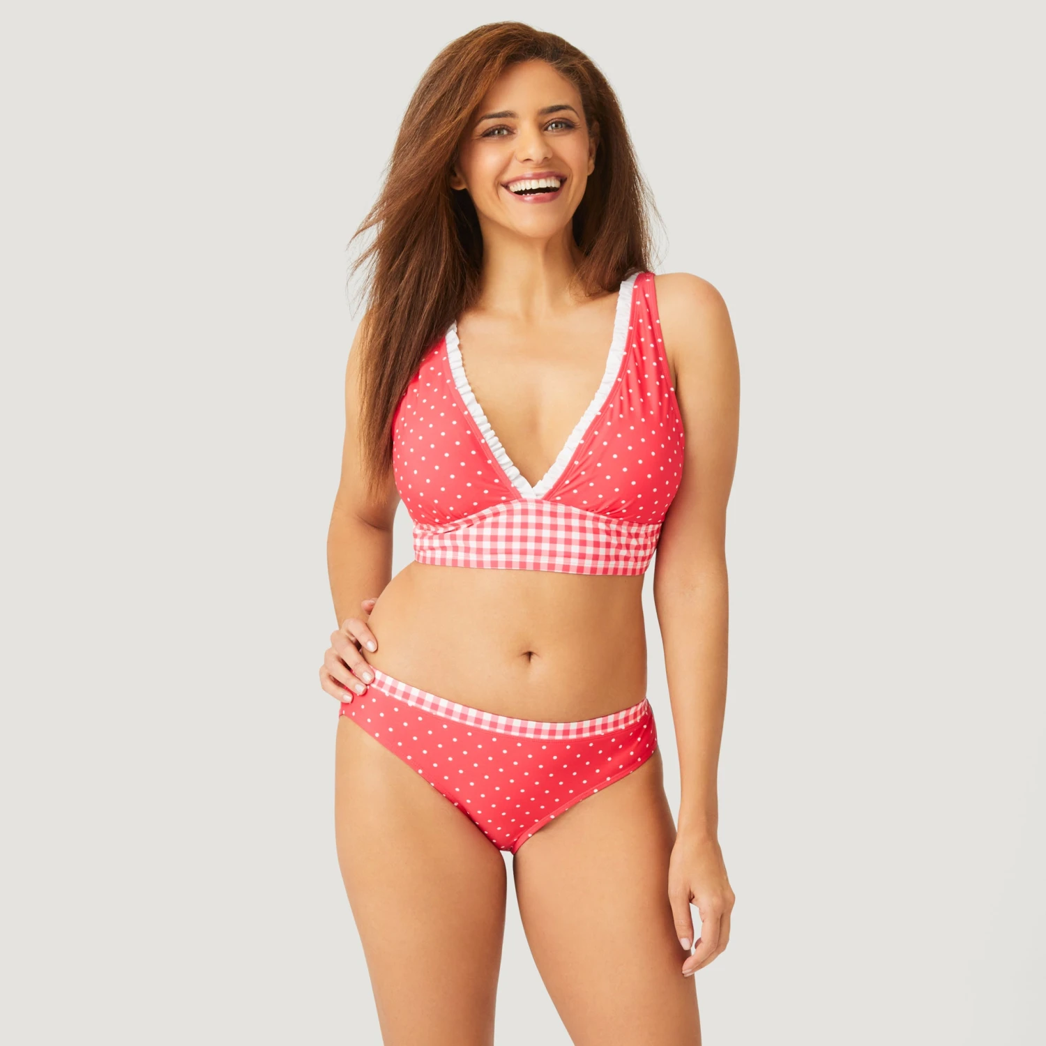 Women's Polka Dot/Gingham Ruffle Bikini Top 3 Women's Polka Dot/Gingham Ruffle Bikini Top