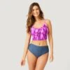 Women's Abstract Ikat V-Neck Croptini Top -Free Country Shop SA2220158 PINK ORCHARD WISTERIA 009