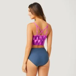 Women's Abstract Ikat V-Neck Croptini Top -Free Country Shop SA2220158 PINK ORCHARD WISTERIA 063