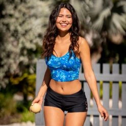 Women's Floral Camo V-Neck Croptini Top -Free Country Shop SA2220159FC LS 001