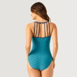 Women's Strappy Back One-Piece Swimsuit -Free Country Shop SH2001 LAGOON SLATE 813