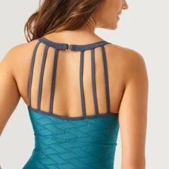 Women's Strappy Back One-Piece Swimsuit -Free Country Shop SH2001 LAGOON SLATE 831