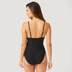 Women's Twist Front One-Piece Swimsuit -Free Country Shop SH2004 BLACK 076
