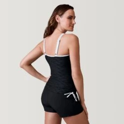 Women's Double Strap Keyhole Tankini Top -Free Country Shop SHRLSS3105BLACK 2302 SS23 030
