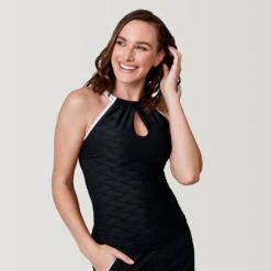 Women's Double Strap Keyhole Tankini Top -Free Country Shop SHRLSS3105BLACK 2302 SS23 035