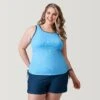 Women's Plus Size Full Side Shirring Tankini Top -Free Country Shop SIRLSS3180XSKY 2302 SS23 001