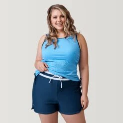 Women's Plus Size Full Side Shirring Tankini Top -Free Country Shop SIRLSS3180XSKY 2302 SS23 066