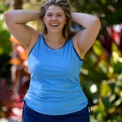 Women's Plus Size Full Side Shirring Tankini Top -Free Country Shop SIRLSS3180XSWLSS3514X T0121 011