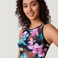Women's Bali Tropical High Neck Tankini Top