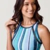 Women's Deck Stripe High Neck Tankini Top -Free Country Shop SRLSS3106 TROPIC TURQ 157 SWLSS3417 SLATE 2212 SS23 034