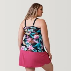 Women's Plus Size Bali Tropical High Neck Tankini Top -Free Country Shop SRLSS3106XBLACKMULTI156 2302 SS23 041