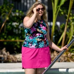 Women's Plus Size Bali Tropical High Neck Tankini Top -Free Country Shop SRLSS3106XSWLSS3417X T0132 026