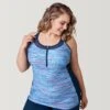 Women's Plus Size Ocean Mesh Zip Up Racerback Tankini Top -Free Country Shop SRLSS3125XSKY167 2302 SS23 030