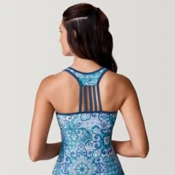 Women's Boho Medallion Lace Up Racerback Tankini Top -Free Country Shop SRLSS3147TROPICALTURQ172 2212 SS23 040