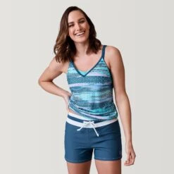 Women's Summer Haze V-Neck Blouson Tankini Top -Free Country Shop SRLSS3170TROPICALTURQ169 2302 SS23 057
