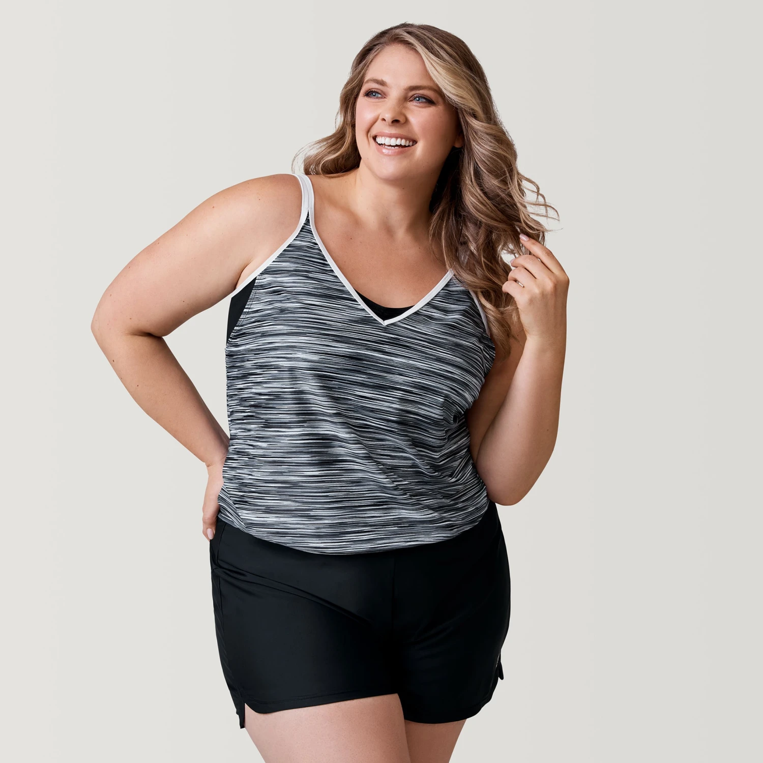 Women's Plus Size Heat Wave V-Neck Blouson Tankini Top 4 Women's Plus Size Heat Wave V-Neck Blouson Tankini Top - Image 2