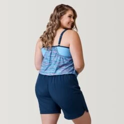 Women's Plus Size Ocean Mesh V-Neck Blouson Tankini Top -Free Country Shop SRLSS3170XSKY167 2302 SS23 026