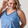Women's Plus Size Ocean Mesh V-Neck Blouson Tankini Top -Free Country Shop SRLSS3170XSKY167 2302 SS23 031