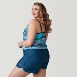 Women's Plus Size Summer Haze V-Neck Blouson Tankini Top -Free Country Shop SRLSS3170XTROPICALTURQ169 2302 SS23 028