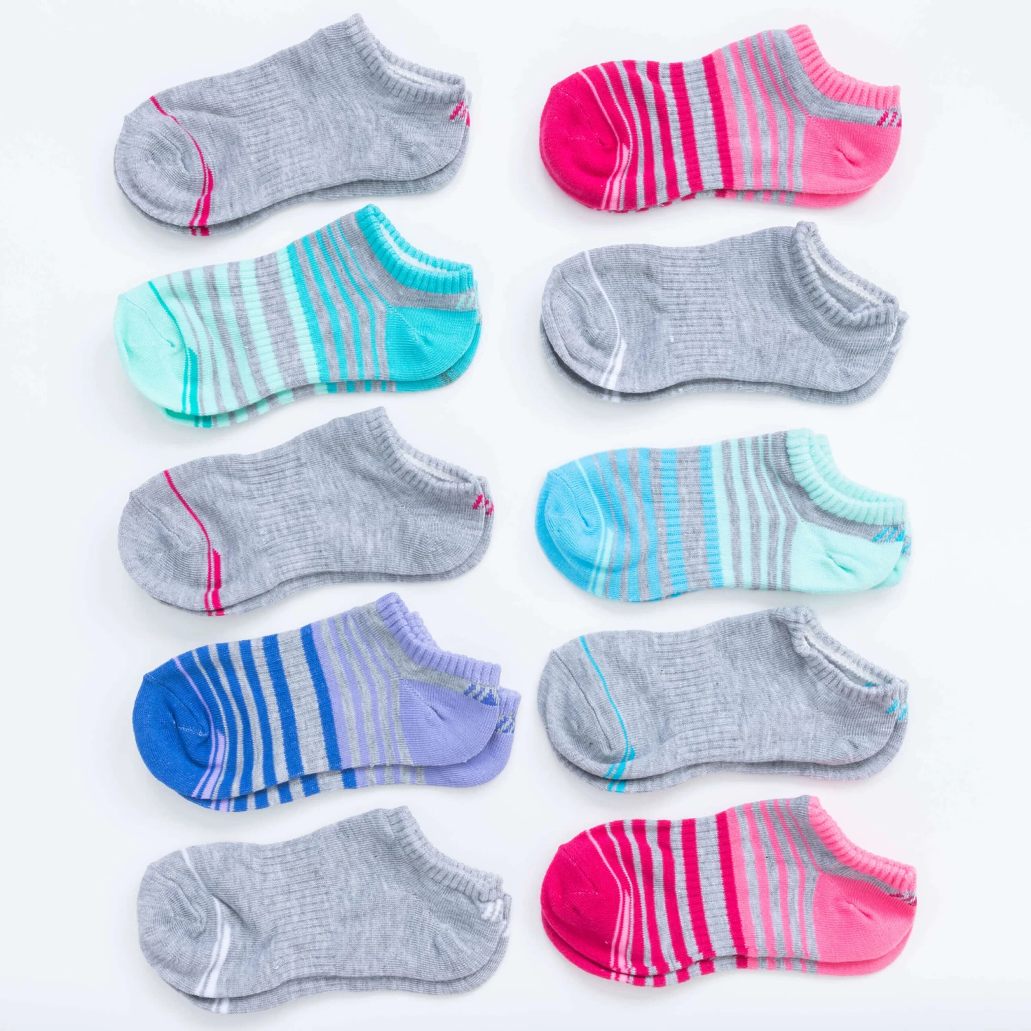 Daytona Girls' 10 Pack Flat Knit No-Show Socks 3 Daytona Girls' 10 Pack Flat Knit No-Show Socks - Image 2