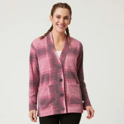 Women's Luxe+ Sherpa Lined Cardigan -Free Country Shop womens luxe cardigan burgundy 1