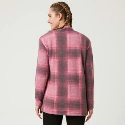 Women's Luxe+ Sherpa Lined Cardigan -Free Country Shop womens luxe cardigan burgundy 2