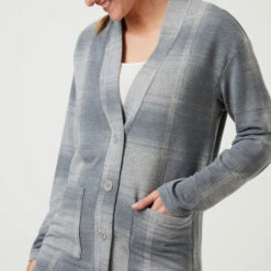 Women's Luxe+ Sherpa Lined Cardigan -Free Country Shop womens luxe cardigan grey 3