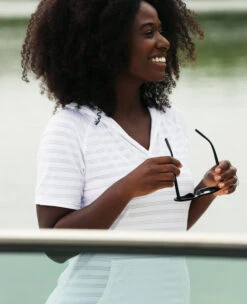 Women's V-Neck Kangaroo Cover Up -Free Country Shop womens v neck kangaroo cover up white 1